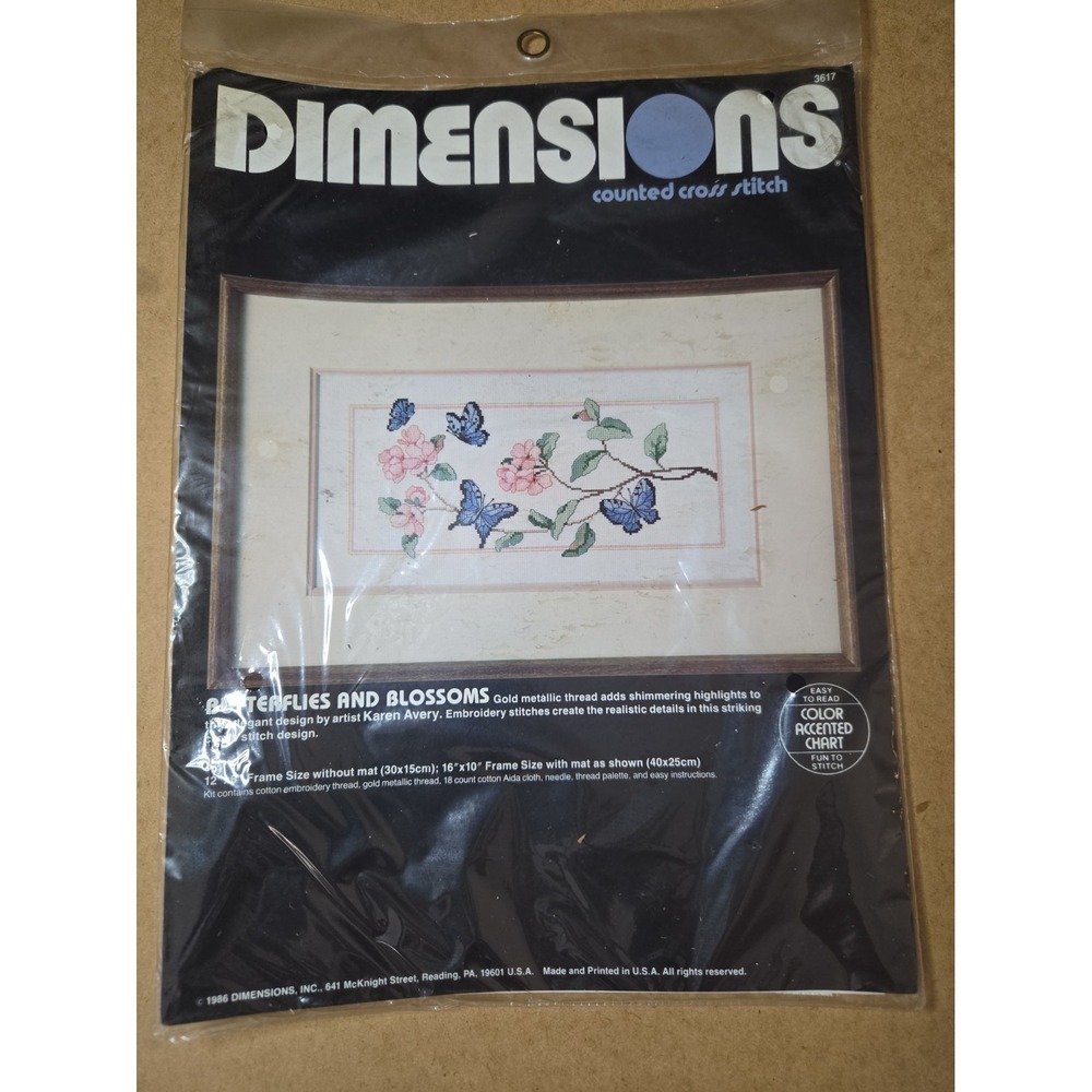 Dimensions Counted Cross Stitch Kit 3617 Butterflies and Blossoms, new, unopened